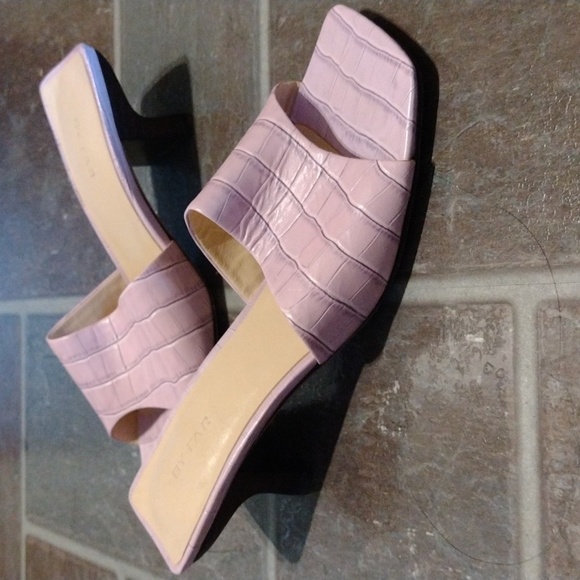 BY FAR Pastel lilac Purple croc print embossed leather square toe Sandal size 37 - Picture 3 of 10